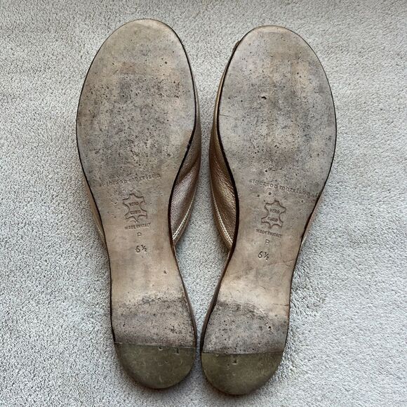 Sigerson Morrison NY Metallic Rose Gold Leather Flat Sandals Women 6.5 Resort - Picture 13 of 15